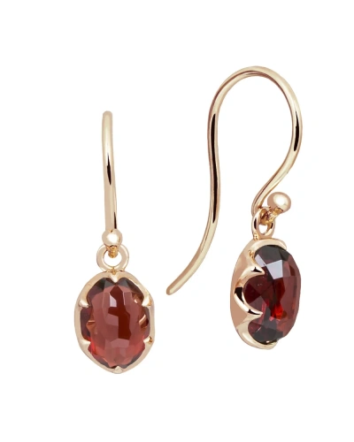 Garnet Drop Earrings - 9ct Yellow Gold