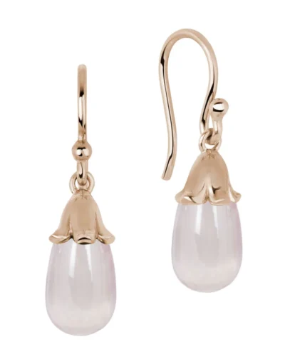 The Tinkerbells Rose Quartz Drop Earrings - 9ct Rose Gold