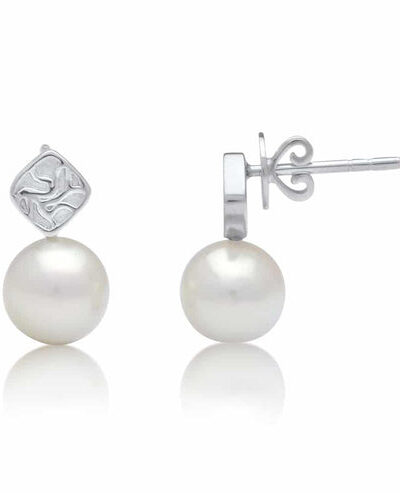 Seagrass Pearl Studs - 9ct White Gold