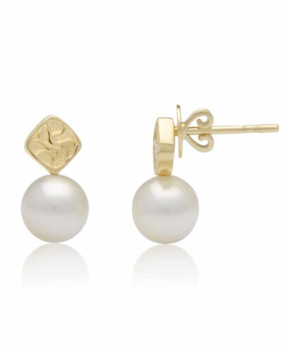 Seagrass Pearl Studs - 9ct Gold