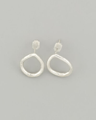 Melted Drop Earrings - Fine Silver