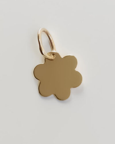 Six Petal Flower Shiny Pendant - 9K Yellow Gold
