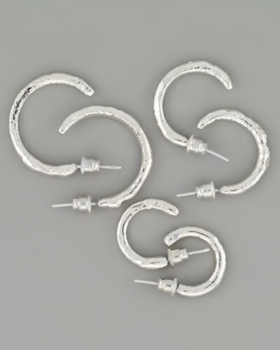 Crescent Hoop Earrings - Fine Silver (Medium)