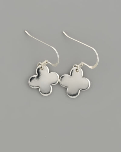 Flower Earrings - Sterling Silver (4 Petal Shiny)
