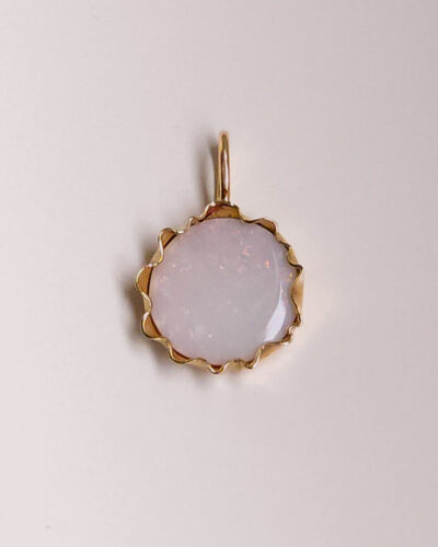 Flower Pendant - 9K Yellow Gold, Australian White Opal