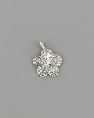 Five Petal Flower Pendant - Fine Silver (Textured)