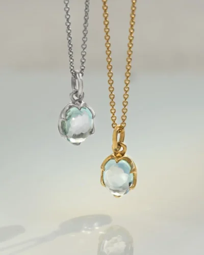 Medieval Claw Pendant - 9ct White Gold, Sky Blue Topaz
