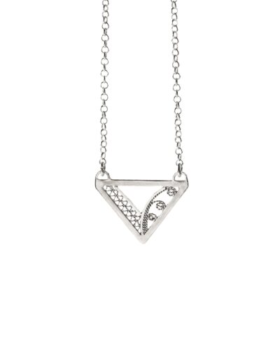 Neo Triangle Filigree Adjustable Necklace - Sterling Silver