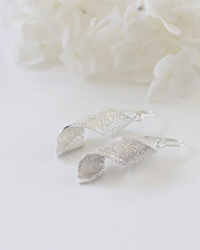 Textured Spiral Hanging Earrings - Sterling Silver
