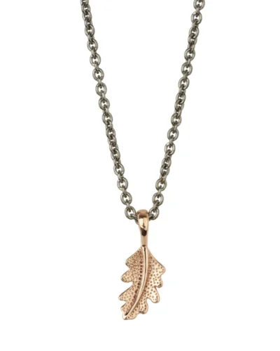 Oak Leaf Pendant Necklace - 9ct Rose Gold/Blackened Sterling Silver