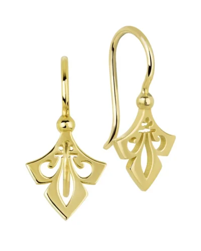 Gold Fleur-De-Lis Earrings - 9ct Yellow Gold