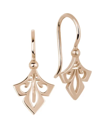 Gold Fleur-De-Lis Earrings - 9ct Rose Gold