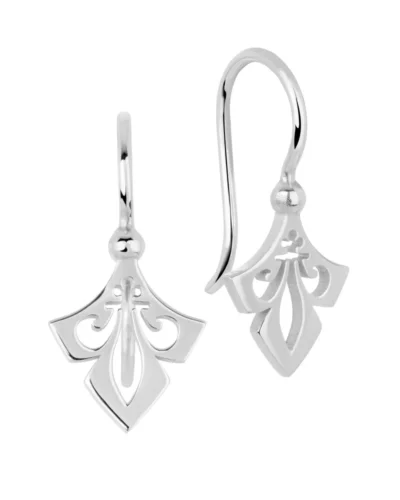 Gold Fleur-De-Lis Earrings - 9ct White Gold