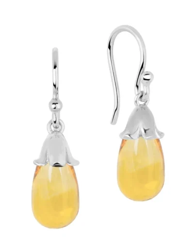 The Tinkerbells Citrine Drop Earrings - 9ct White Gold