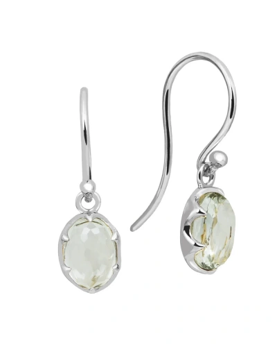 Green Amethyst Drop Earrings - 9ct White Gold