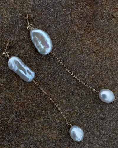 Wild Siren Pearl Chain Earrings - 14K Gold Filled