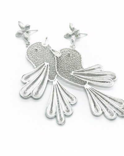 Handmade Silver Wren Bird Earrings - Sterling Silver