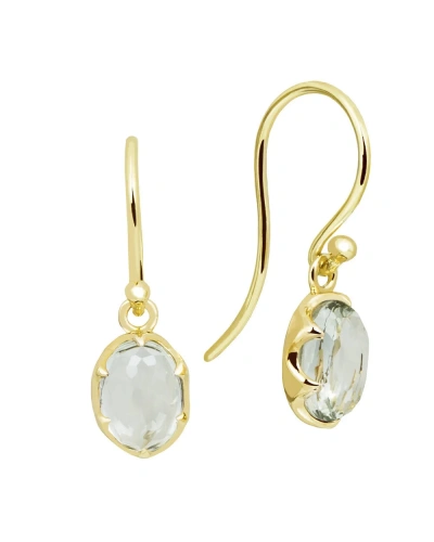 Green Amethyst Drop Earrings - 9ct Yellow Gold