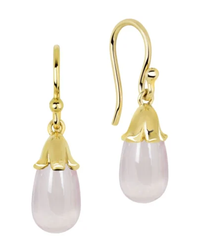The Tinkerbells Rose Quartz Drop Earrings - 9ct Yellow Gold