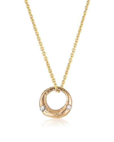 Demilune Pendant - 9K Yellow Gold, LAB GROWN White Diamond