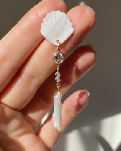 Aphrodite Mother of Pearl Chandelier Earringss - 14K Gold Filled