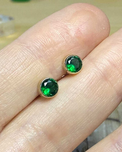 Classic Emerald Studs - Sterling Silver