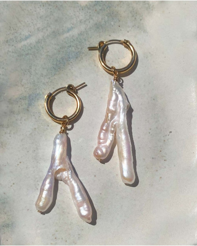 Coral Baroque Pearl Earrings - 14K Gold Filled