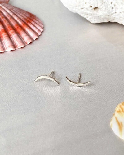 Crescent Moon Studs - Sterling Silver