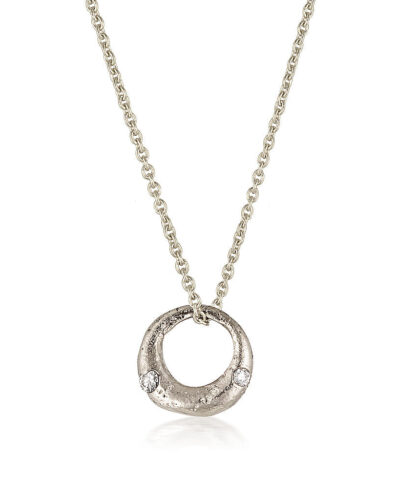 Demilune Pendant - 9K White Gold, LAB GROWN White Diamond