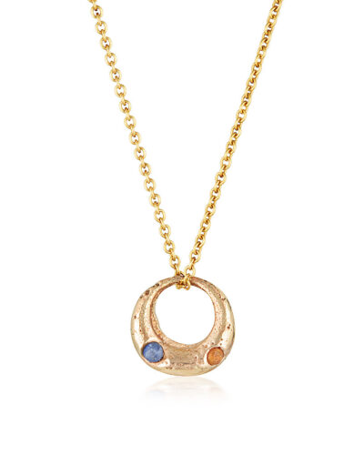 Demilune Pendant - 9K Yellow Gold, Mixed Sapphire