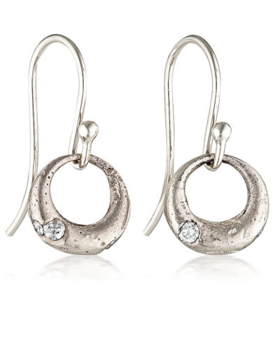 Demilune Earrings - 9K White Gold, Lab Grown White Diamonds