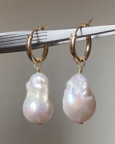 Flame Ball Pearl Earrings - 14K Gold Filled