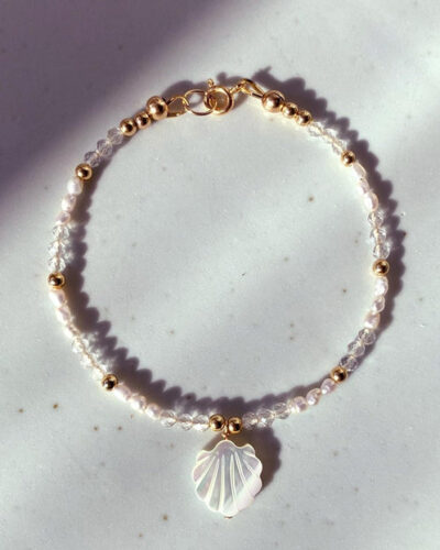 Francesa Mother of Pearl & White Topaz Bracelet - 14K Gold Filled (18cm)