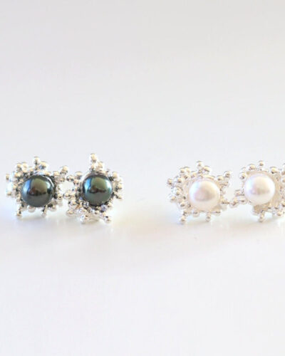 Silver Bubble Pearl Stud Earrings - Sterling Silver