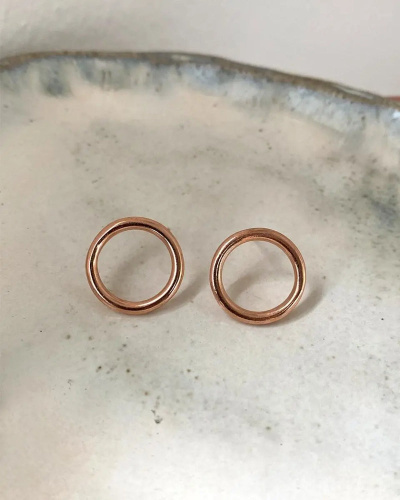Jessica Circle Stud Earrings - 14K Rose Gold Vermeil