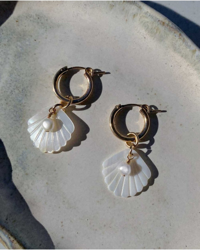 Lola Mother of Pearl Hoops - 14K Gold Filled