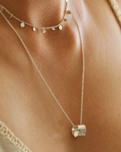 Textured Mini Ring Necklace - Sterling Silver