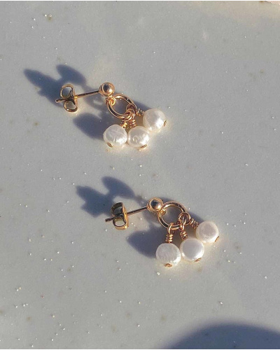 Pearl Clouds Drop Earrings - 14K Gold Filled