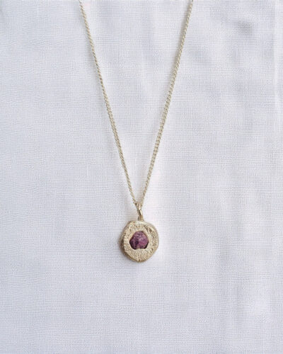 Rough Sapphire Bubble Necklace - Sterling Silver, Pink