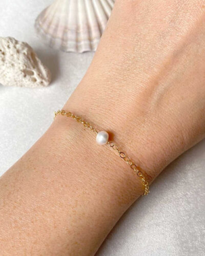 Sandy Single Pearl Bracelet - 14K Gold Filled (18cm)