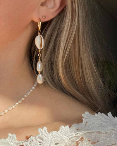 Sea Princess Cowrie Shell Earrings - 14K Gold Filled