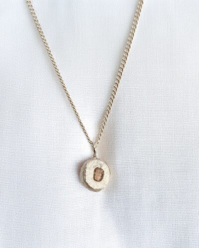 Sapphire Bubble Necklace - Sterling Silver, Peach Baguette