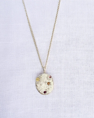 Portrait Pendant - Sterling Silver, Mixed Sapphire