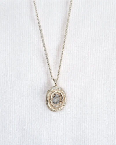 Portrait Pendant - Sterling Silver, Blue Sapphire