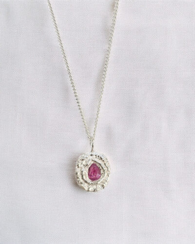 Portrait Pendant - Sterling Silver, Pink Sapphire
