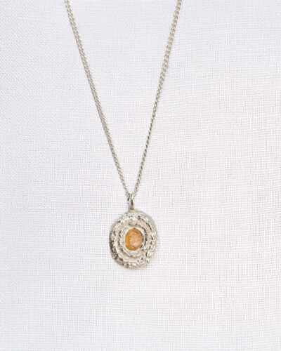 Portrait Pendant - Sterling Silver, Yellow Sapphire