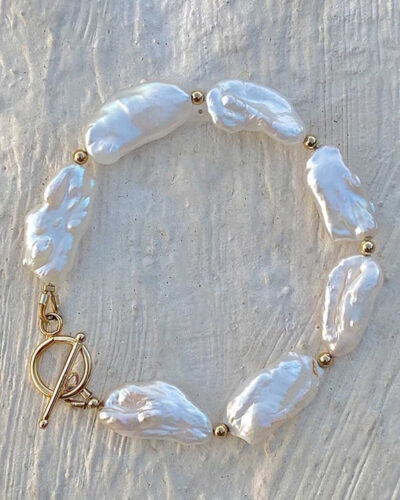 Siren Biwa Pearl T-Bar Bracelet - 14K Gold Filled (19cm)