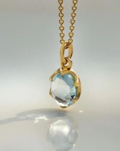 Medieval Claw Pendant - 9ct Yellow Gold, Sky Blue Topaz