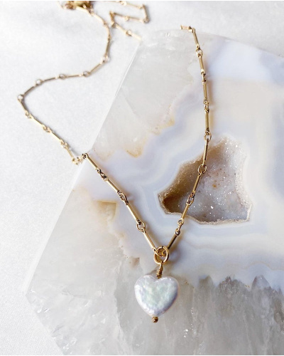 Sweet Heart Pearl Necklace - 14K Gold Filled