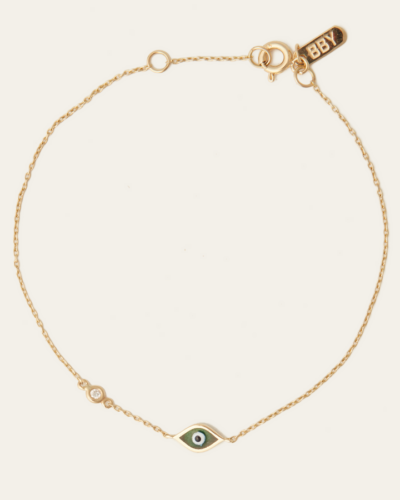 Green Marquise Evil Eye Bracelet - 14ct Gold